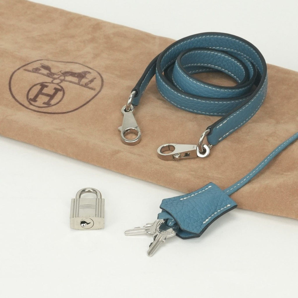 Hermes Bolide 31 Tote Shoulder Bag Taurillon Clemence Blue Jean Bluejean Silver — view 9