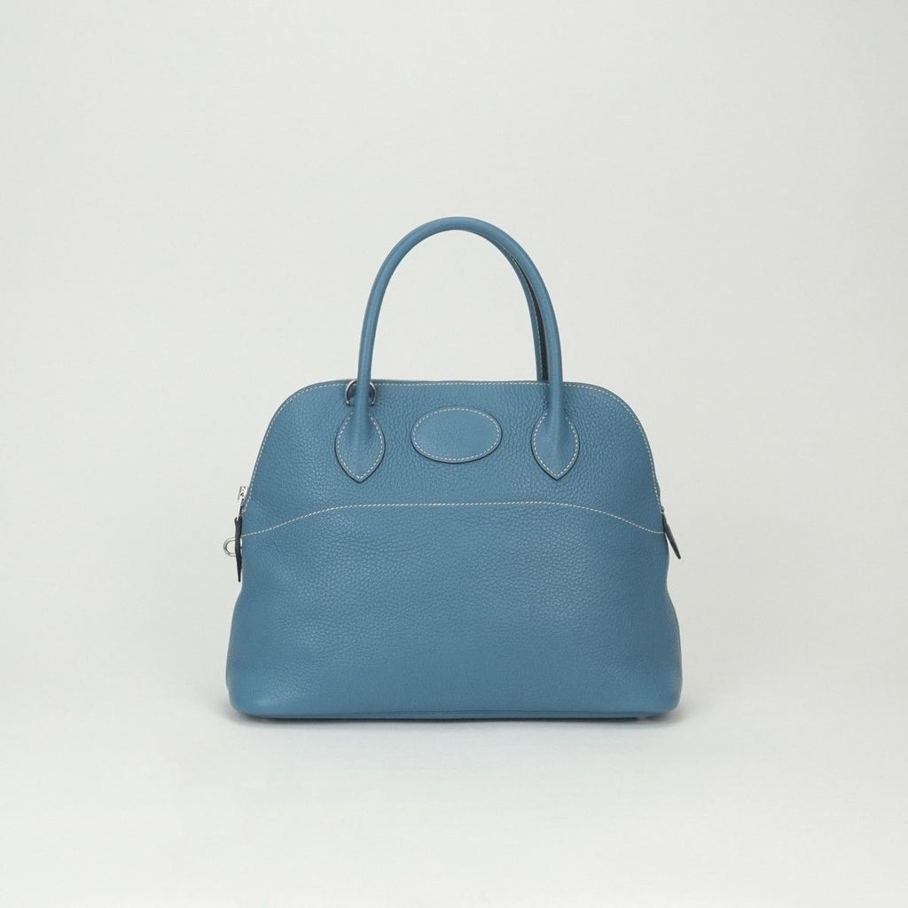 Hermes Bolide 31 Tote Shoulder Bag Taurillon Clemence Blue Jean Bluejean Silver