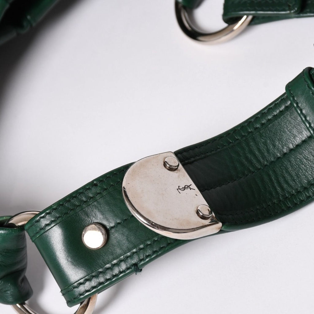Saint Laurent Rive Gauche Leather Hobo Shoulder Bag Tom Ford Era Green Pleated — view 7