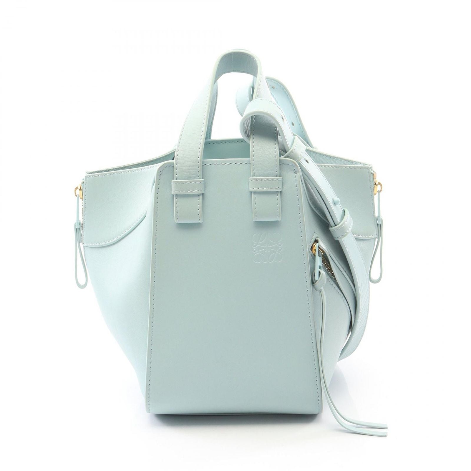 Loewe Handbag Hammock Bag Compact 2-Way Light Blue Leather