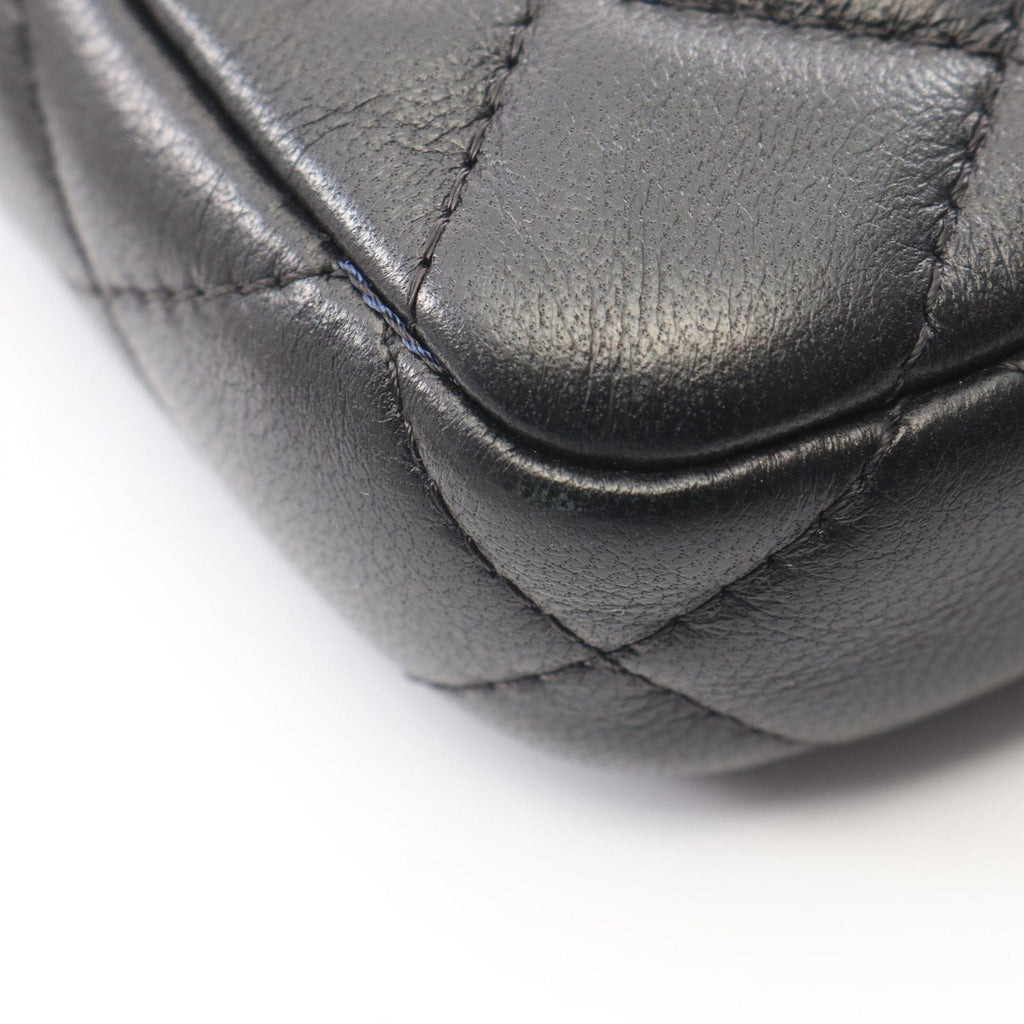 Chanel Shoulder Bag Quilted Black Lambskin Zip Chain Wallet — view 8