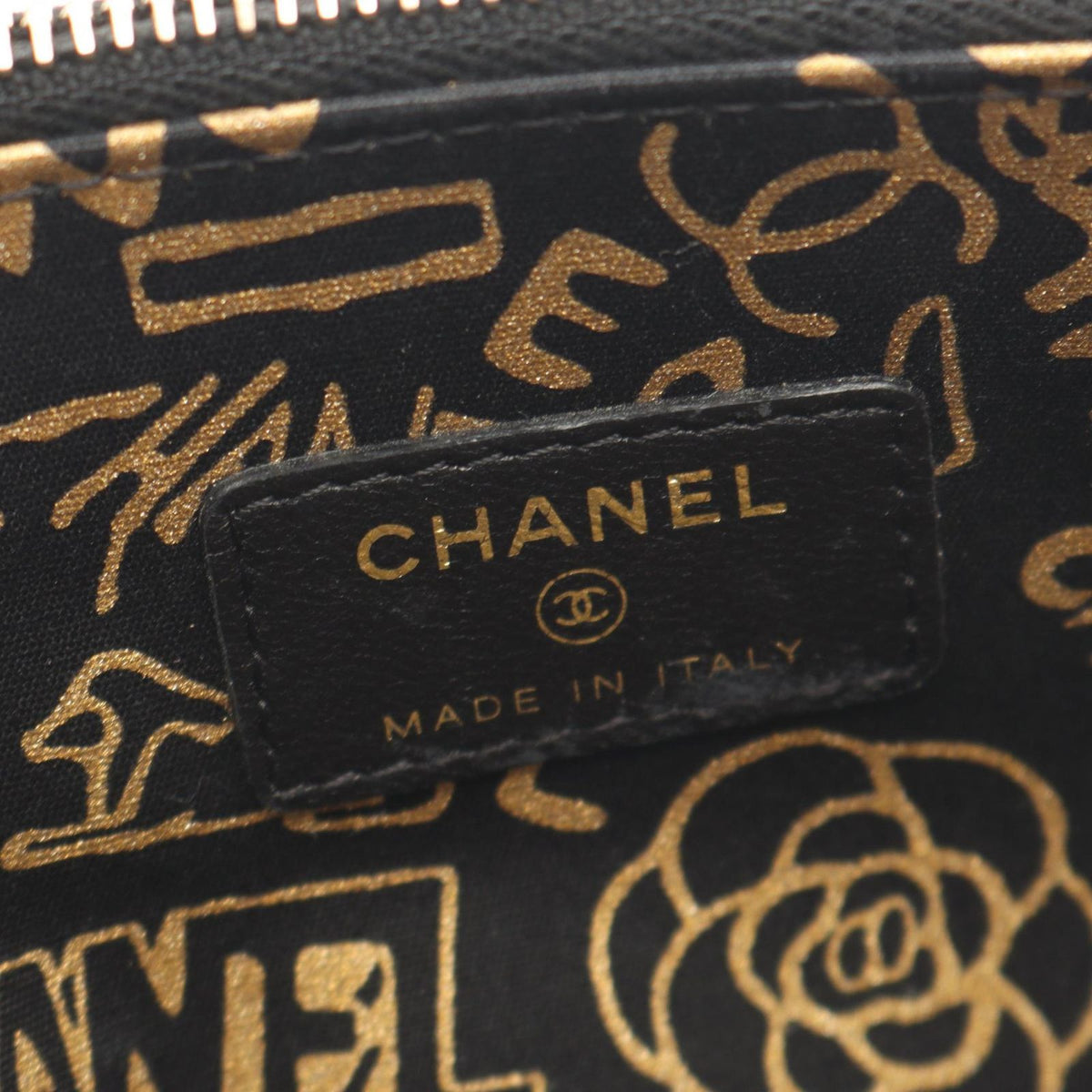 Chanel Shoulder Bag Quilted Black Lambskin Zip Chain Wallet — view 5