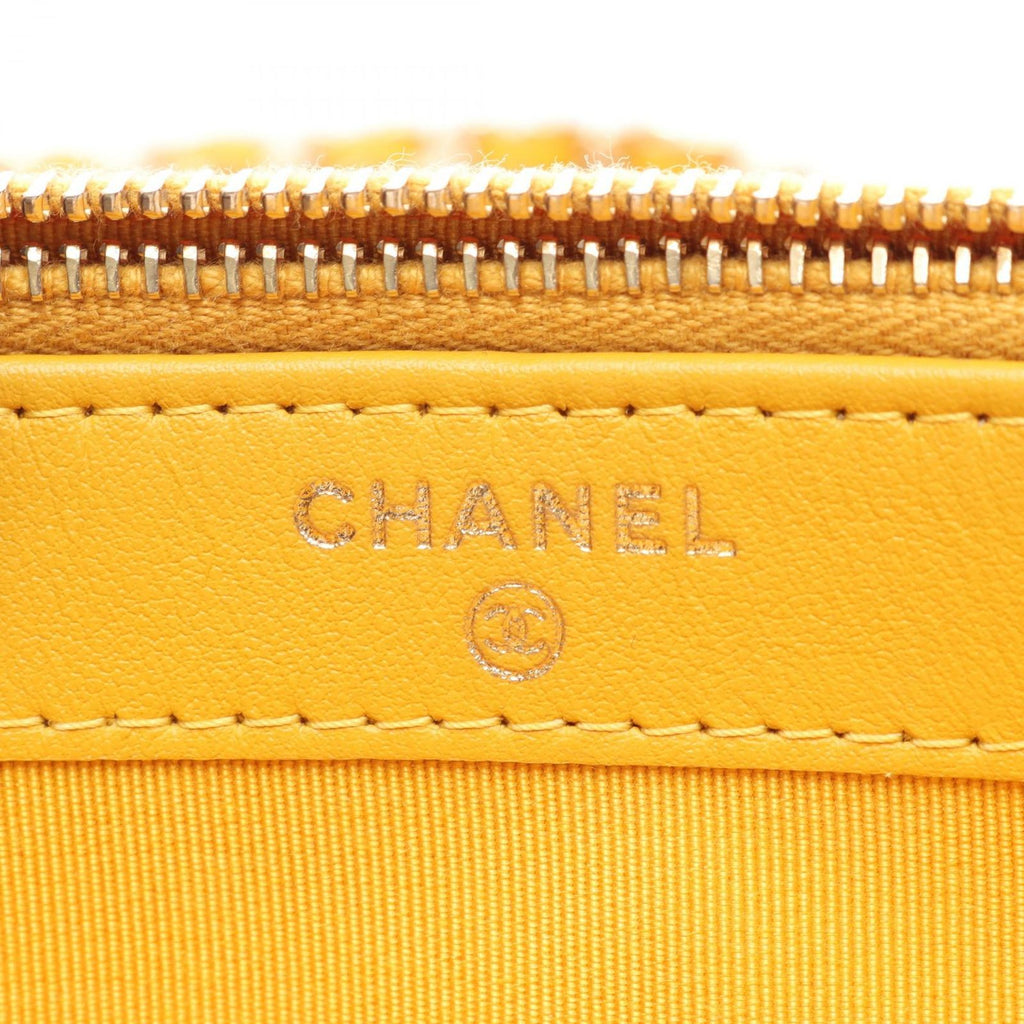 Chanel Shoulder Bag Quilted Yellow Caviar Leather Zip Chain Wallet — view 5