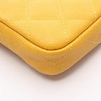 Chanel Shoulder Bag Quilted Yellow Caviar Leather Zip Chain Wallet — view 7