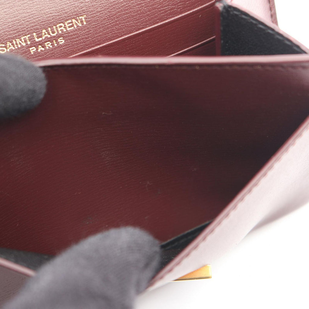 Saint Laurent Paris Card Case Bordeaux Leather Compact — view 9