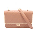 Chanel Shoulder Bag Quilted Pink Beige Lambskin Chain Wallet