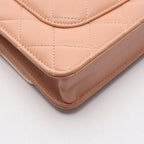 Chanel Shoulder Bag Quilted Pink Beige Lambskin Chain Wallet — view 8