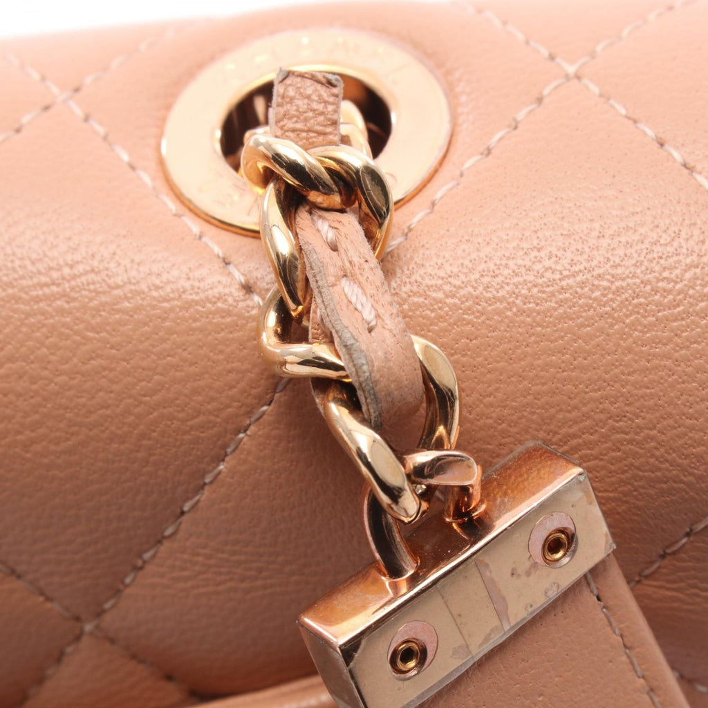 Chanel Shoulder Bag Quilted Pink Beige Lambskin Chain Wallet — view 7