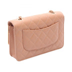 Chanel Shoulder Bag Quilted Pink Beige Lambskin Chain Wallet — view 2