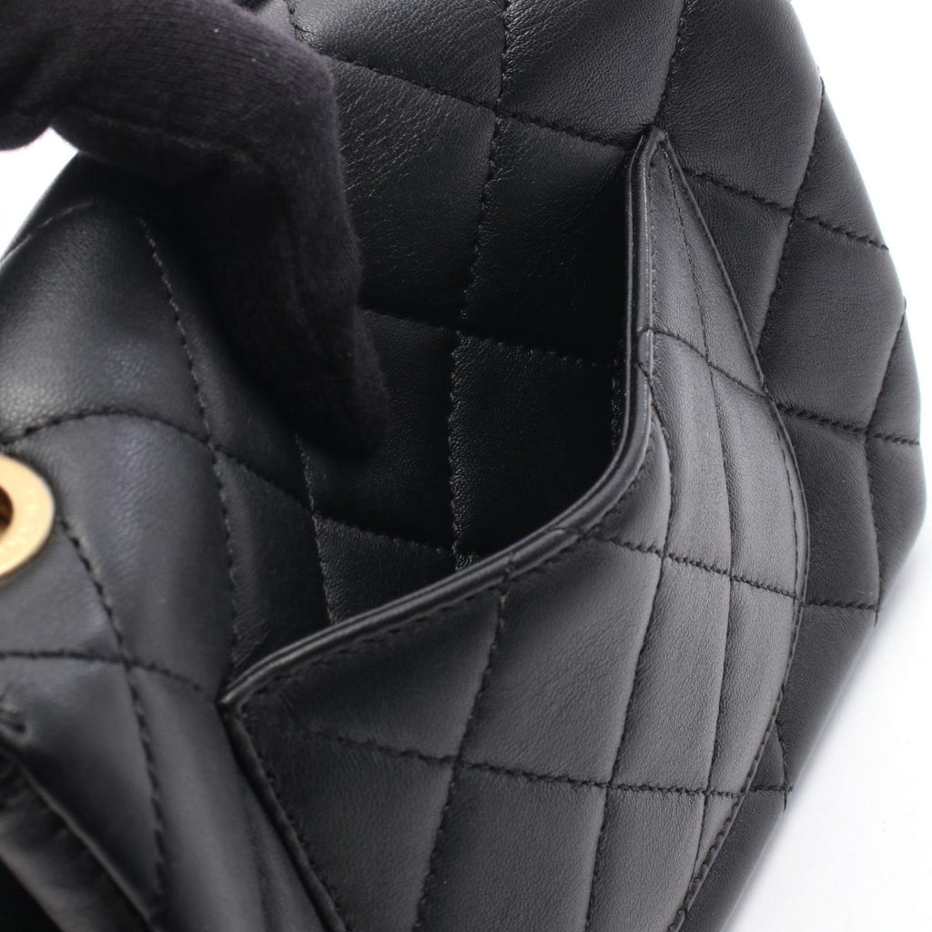 Chanel Shoulder Bag Mini Flap Quilted Black Leather — view 6