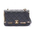 Chanel Shoulder Bag Mini Flap Quilted Black Leather