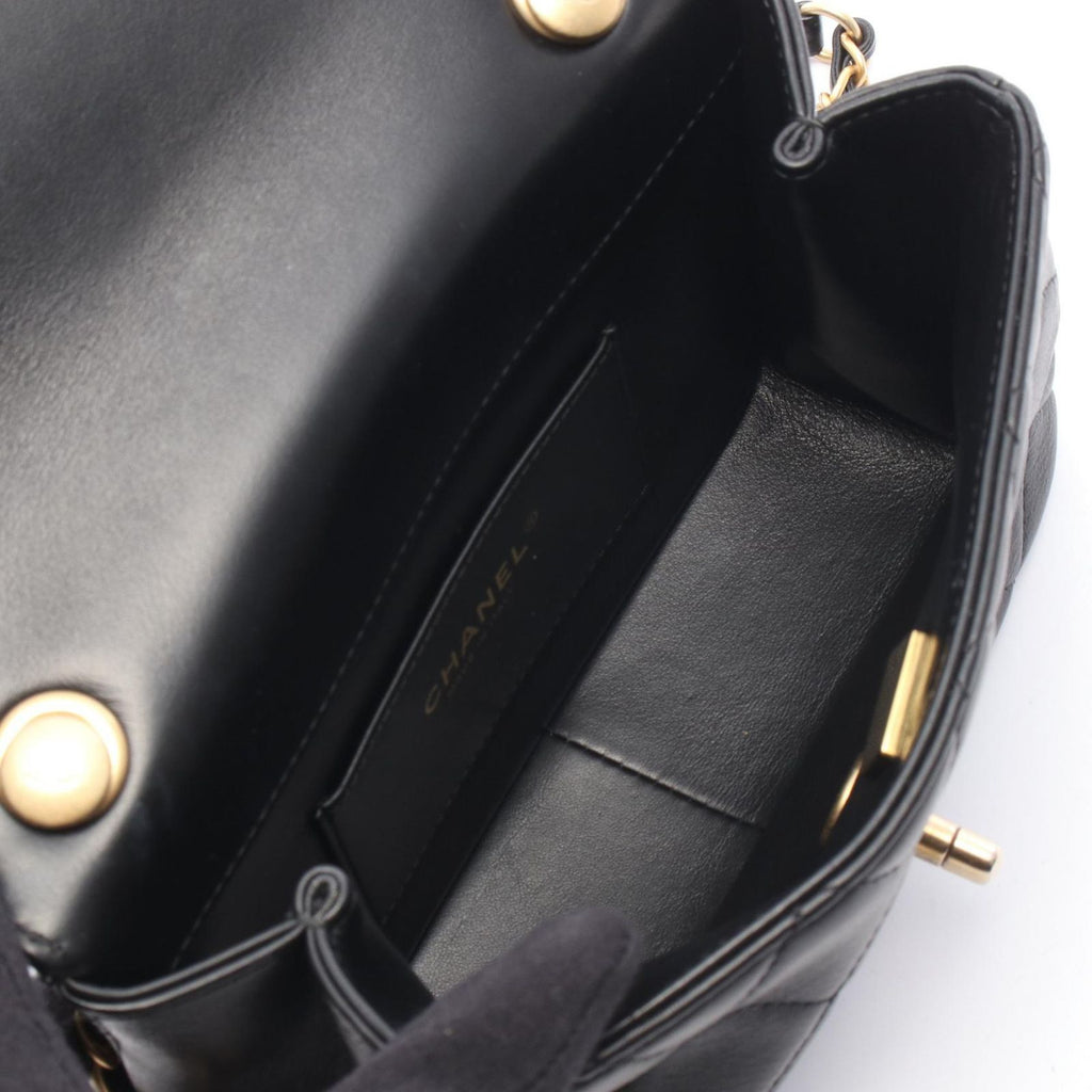 Chanel Shoulder Bag Mini Flap Quilted Black Leather — view 3