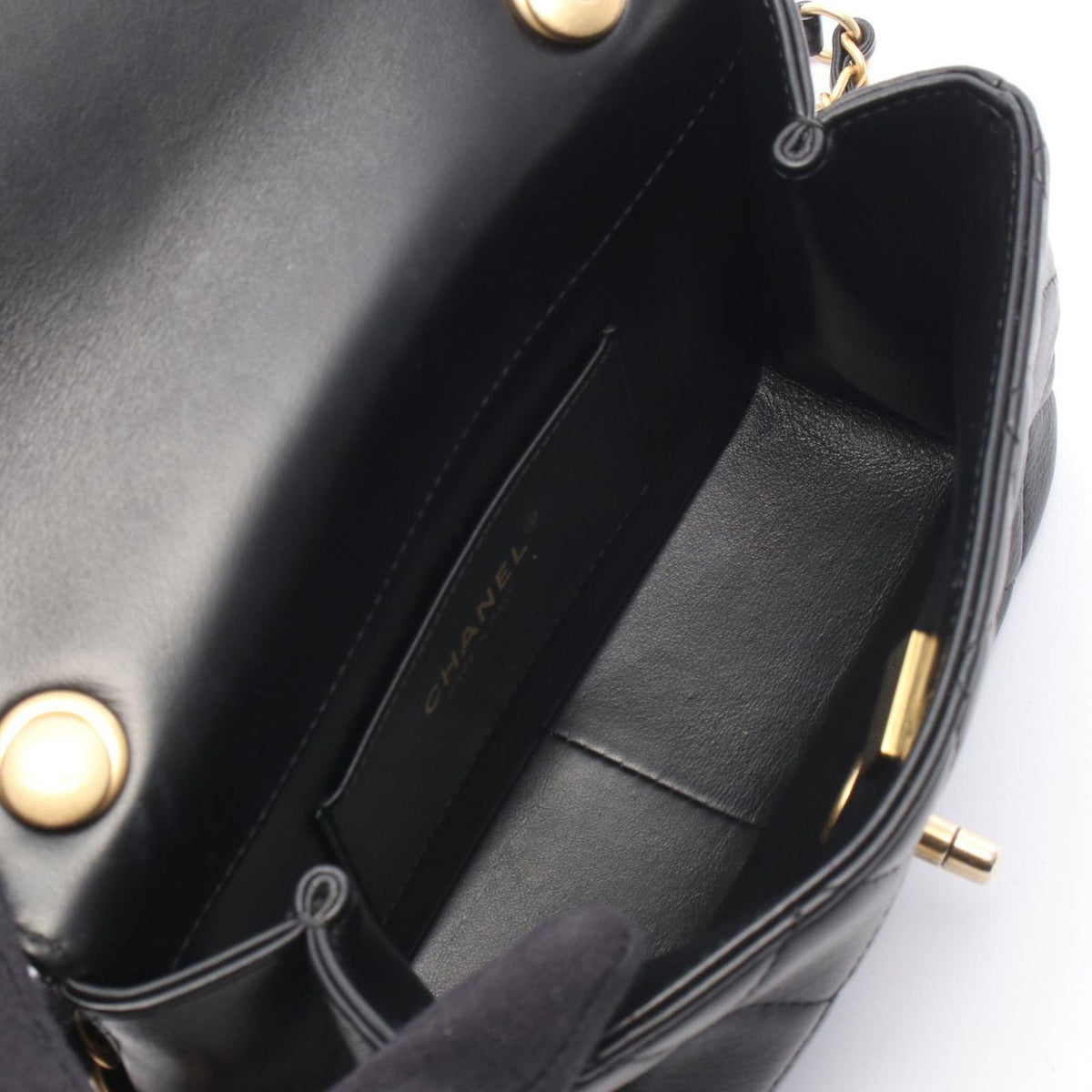 Chanel Shoulder Bag Mini Flap Quilted Black Leather — view 3