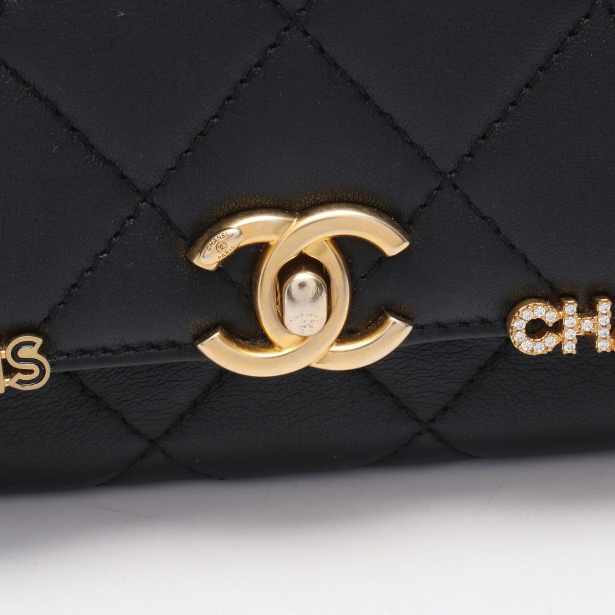 Chanel Shoulder Bag Mini Flap Quilted Black Leather — view 8