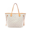 Louis Vuitton Tote Neverfull MM Damier Azur Canvas Leather