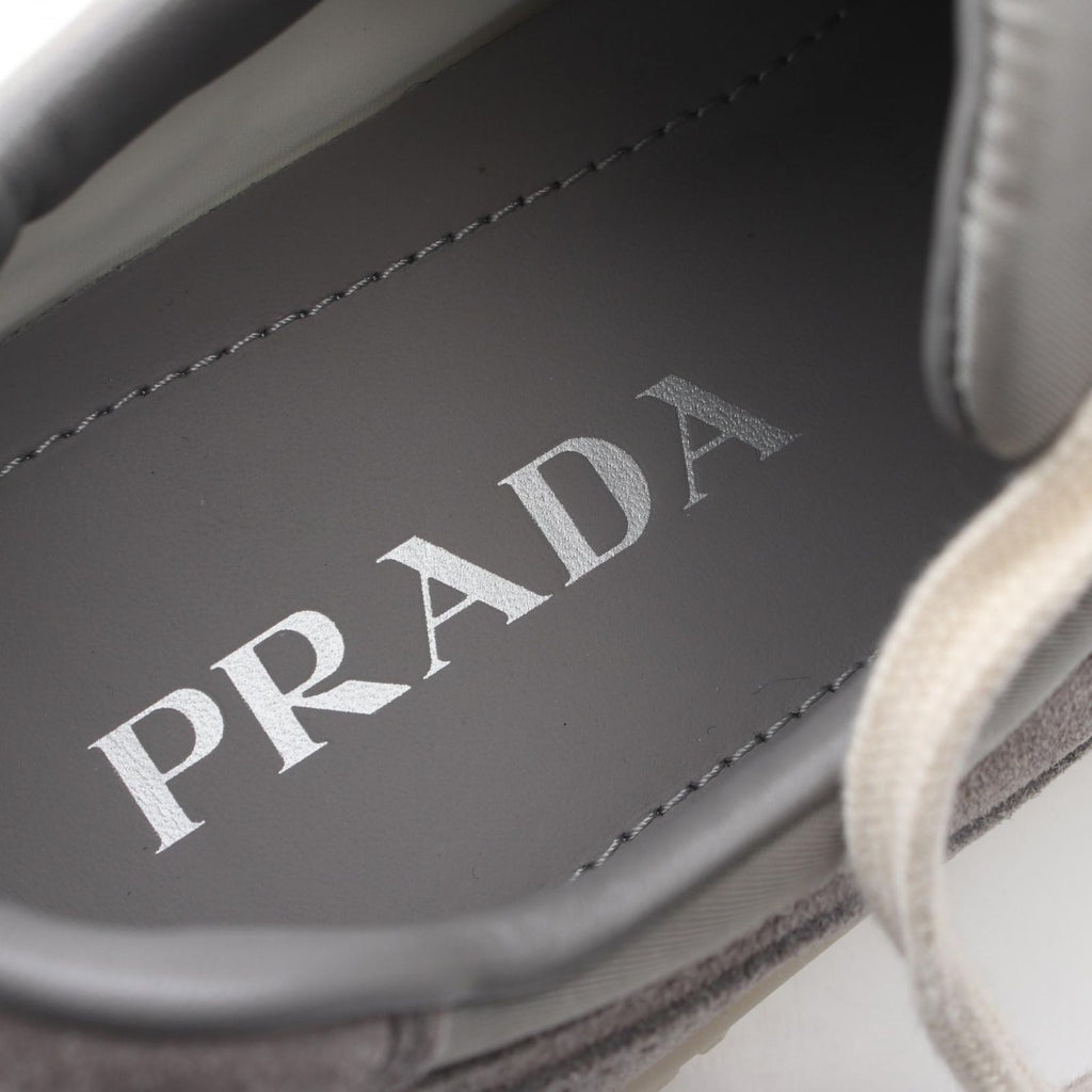 Prada Sneakers Triangle Logo Downtown Gray Nylon Suede — view 5