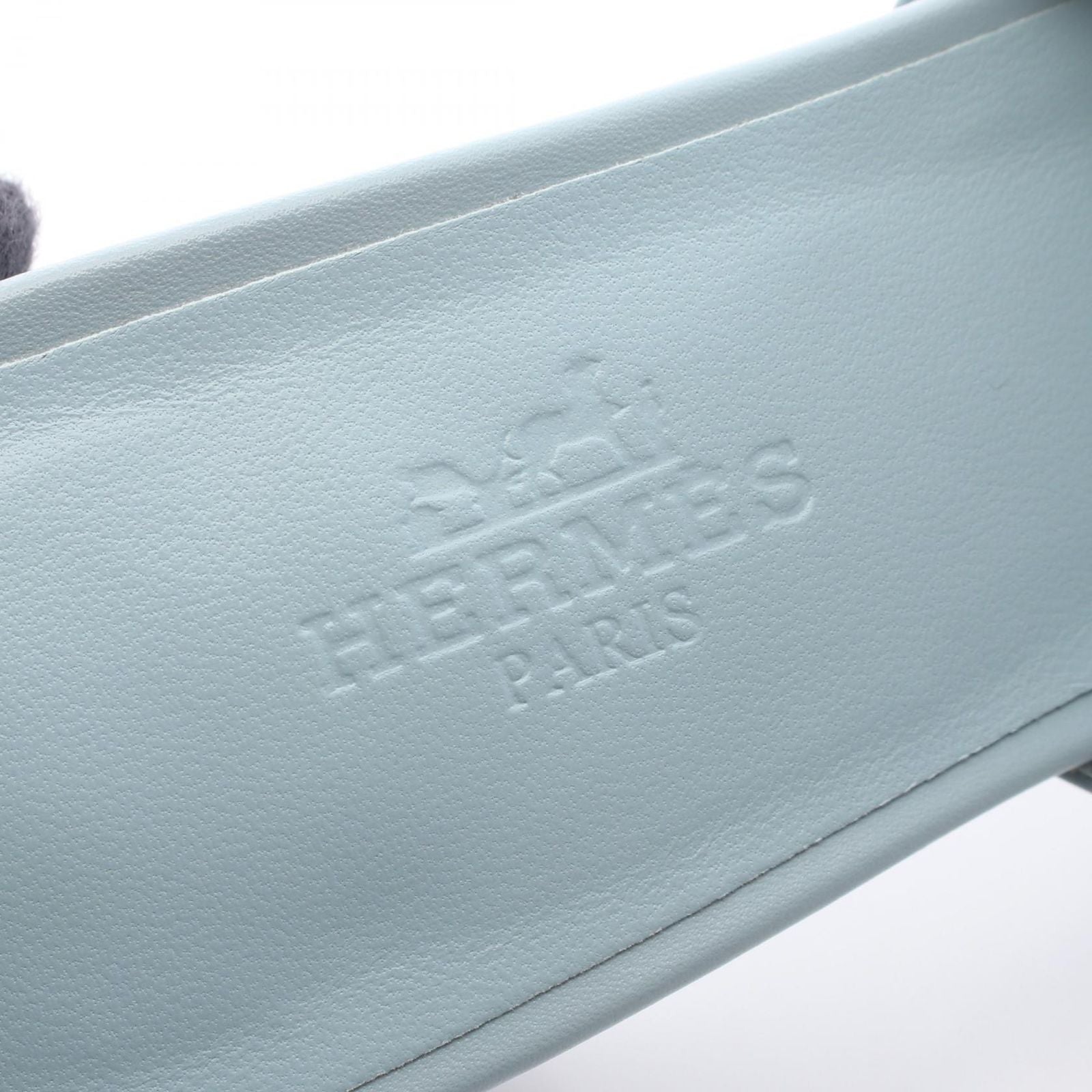Hermes Sandals Elia Area Mules Blue Leather — view 5