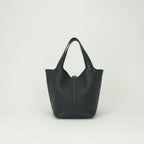 Hermes Picotin Lock MM 22 Tote Taurillon Clemence Noir Black Silver Handbag — view 3
