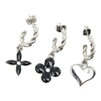 Louis Vuitton Boucle Dreille Sweet Monogram Earrings 3 Piece Set Silver Black — view 3