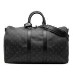 Louis Vuitton Monogram Eclipse Keepall Bandouliere 45 Boston Bag 2-Way Black
