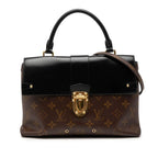 Louis Vuitton Monogram Flap MM 2-Way Shoulder Bag Brown Black Leather