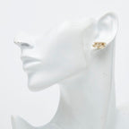 Chanel CC Logo Stud Earrings Single Gold Rhinestone Plated — view 4