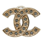 Chanel CC Logo Stud Earrings Single Gold Rhinestone Plated