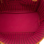 Louis Vuitton Monogram Neverfull MM Tote Shoulder Bag Fuchsia Wine Red Leather — view 4