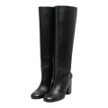 Hermes Ligier 90 Long Boots Heels 36.5 Black Calf