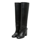Hermes Ligier 90 Long Boots Heels 36.5 Black Calf