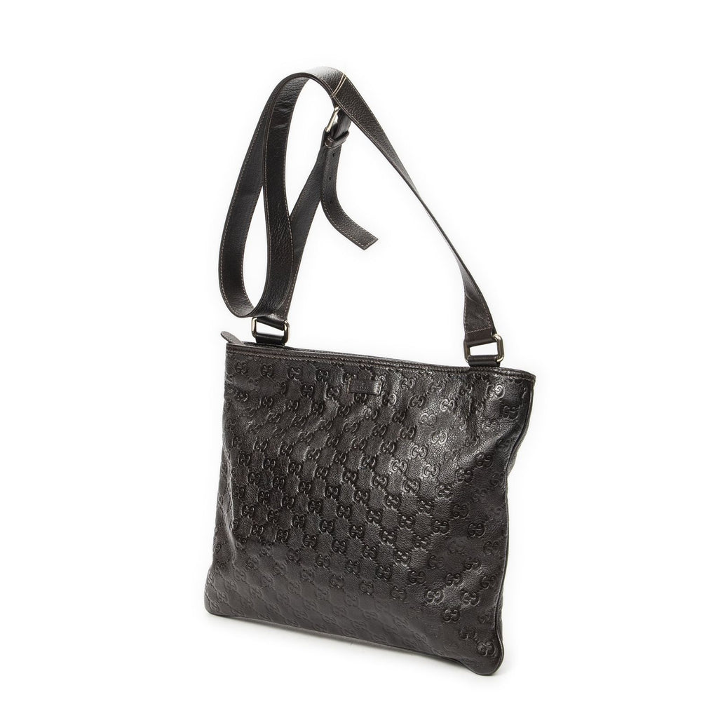 Gucci Large Square Zip Messenger Dark Brown Guccissima — view 2