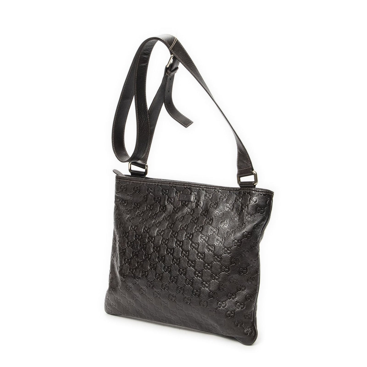 Gucci Large Square Zip Messenger Dark Brown Guccissima — view 2