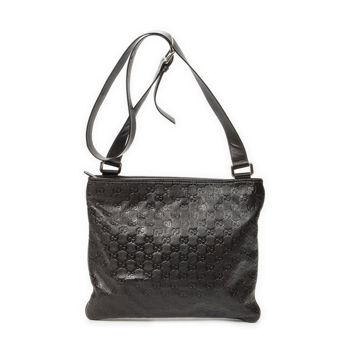 Gucci Large Square Zip Messenger Dark Brown Guccissima