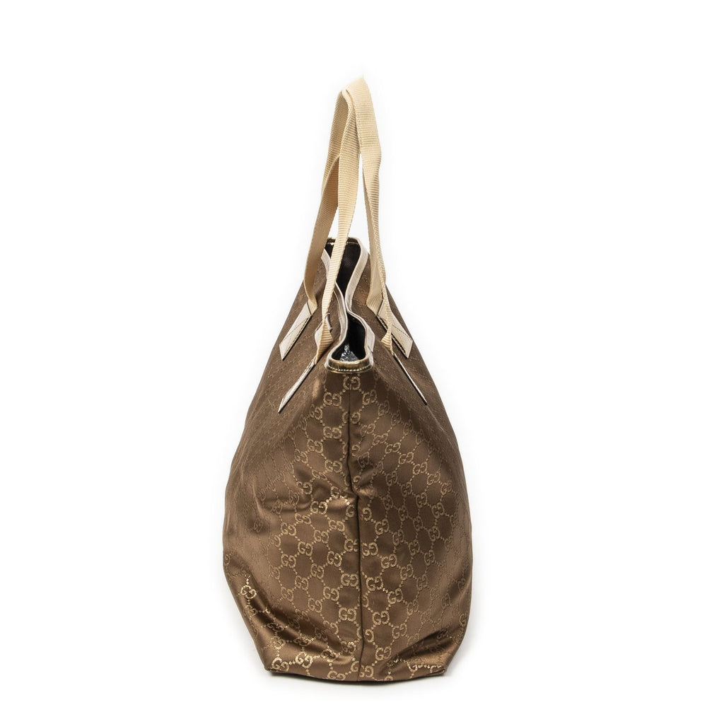 Gucci Large Web Oriental Tote Gold GG Satin Canvas — view 3