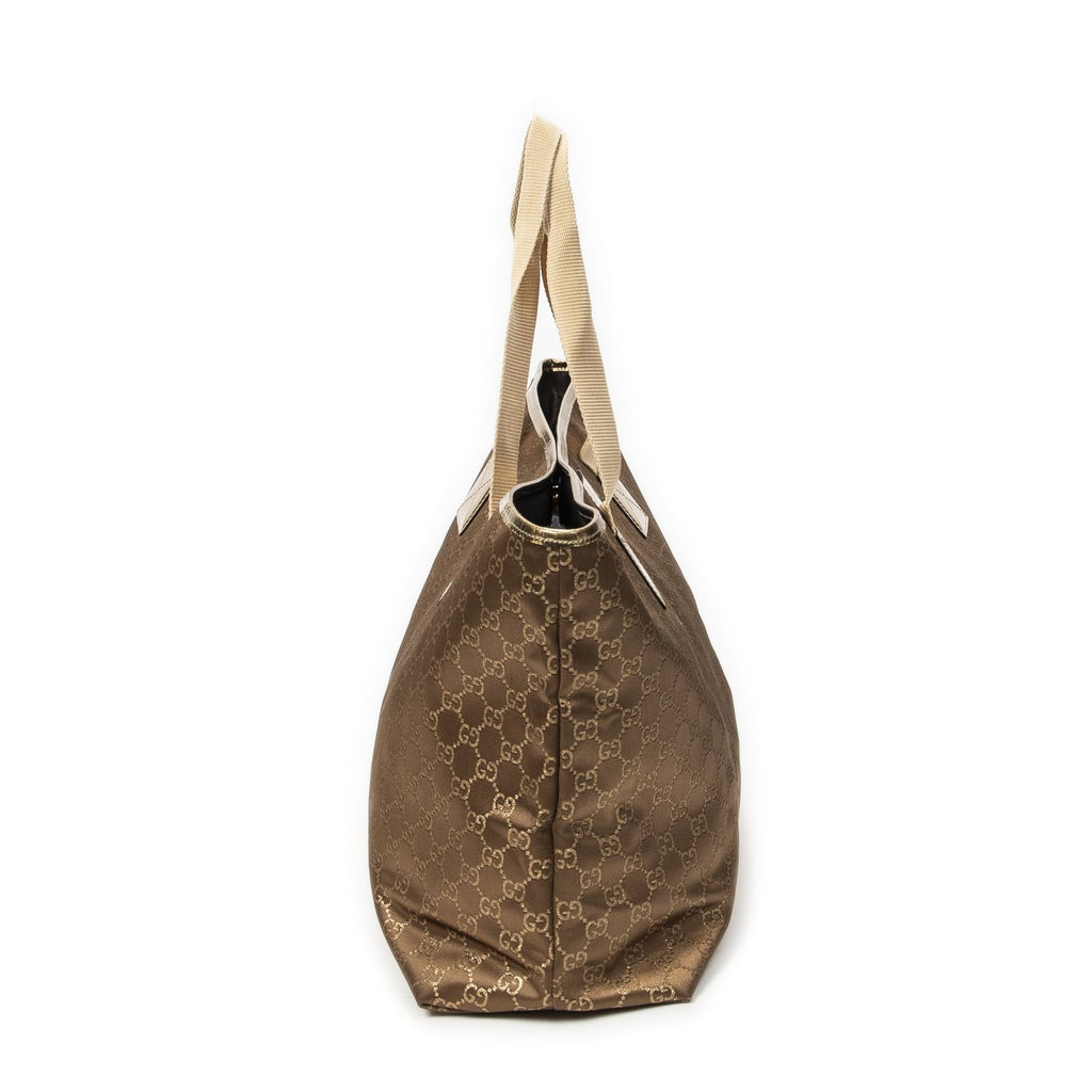 Gucci Large Web Oriental Tote Gold GG Satin Canvas — view 4