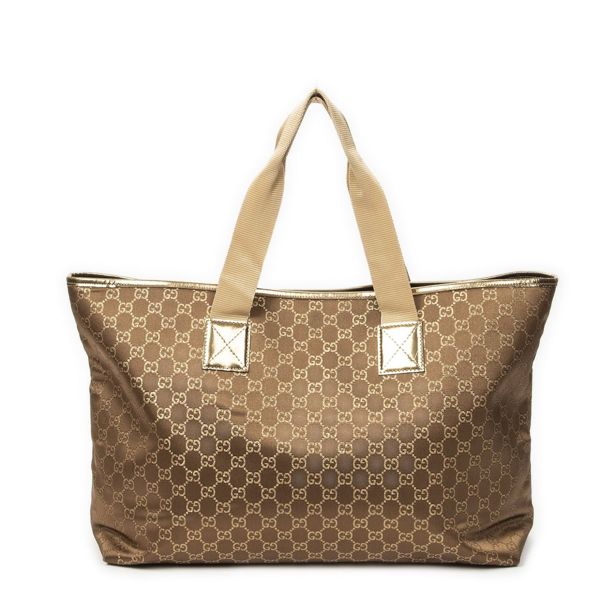 Gucci Large Web Oriental Tote Gold GG Satin Canvas — view 5