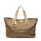 Gucci Large Web Oriental Tote Gold GG Satin Canvas