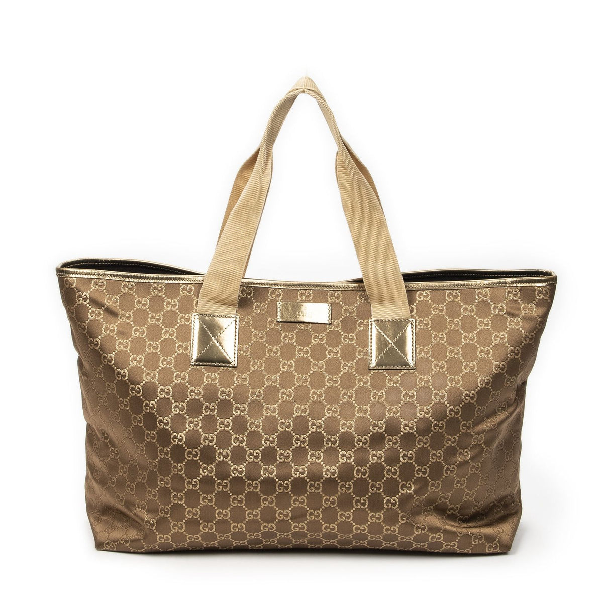 Gucci Large Web Oriental Tote Gold GG Satin Canvas