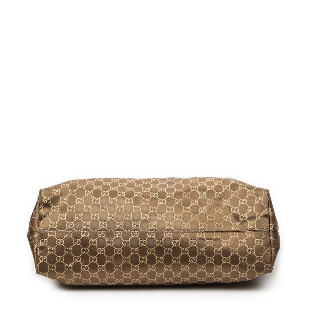 Gucci Large Web Oriental Tote Gold GG Satin Canvas — view 6