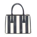 Prada Large Double Zip Galleria Tote Navy White Saffiano Leather — view 5