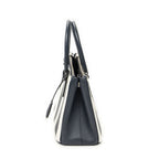 Prada Large Double Zip Galleria Tote Navy White Saffiano Leather — view 3