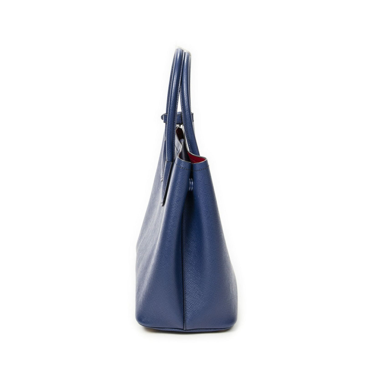 Prada Cuir Double Handle Tote Navy Saffiano Leather — view 4