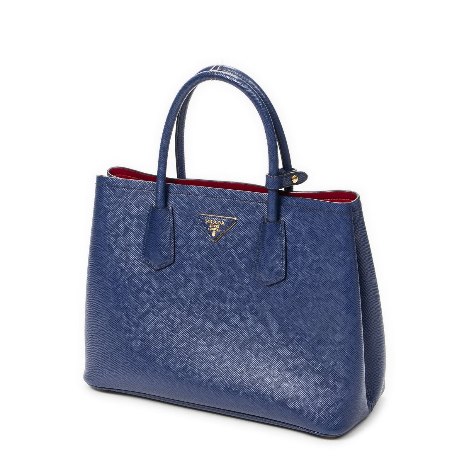 Prada Cuir Double Handle Tote Navy Saffiano Leather — view 2