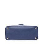 Prada Cuir Double Handle Tote Navy Saffiano Leather — view 6