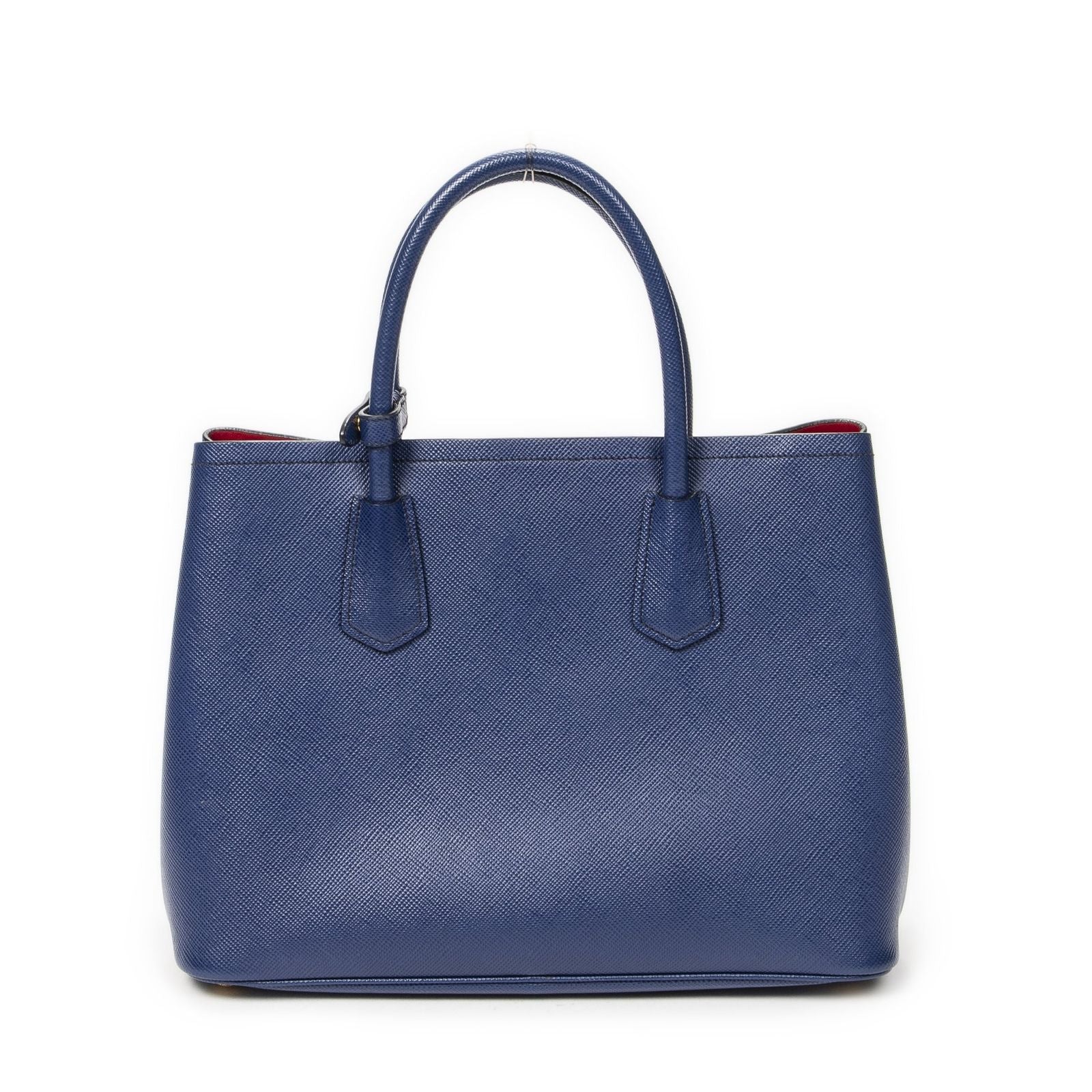 Prada Cuir Double Handle Tote Navy Saffiano Leather — view 5