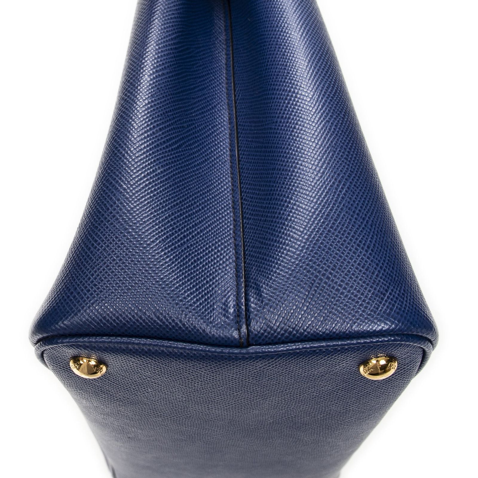 Prada Cuir Double Handle Tote Navy Saffiano Leather — view 8