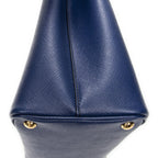 Prada Cuir Double Handle Tote Navy Saffiano Leather — view 7