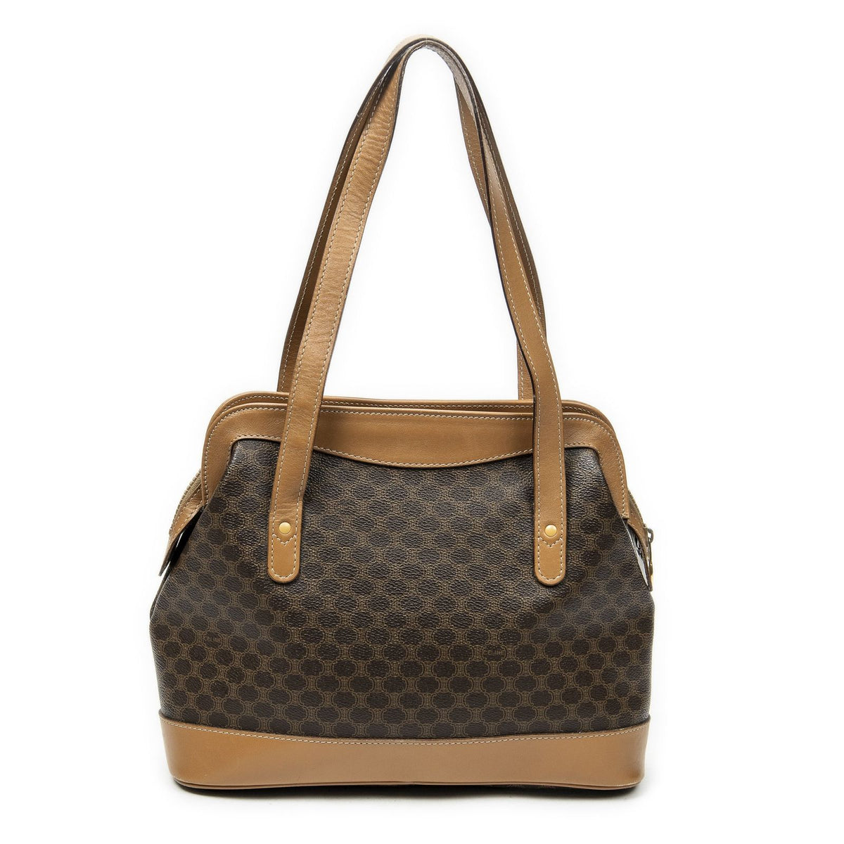 Celine Zip Tote Beige Brown Macadam Canvas — view 5