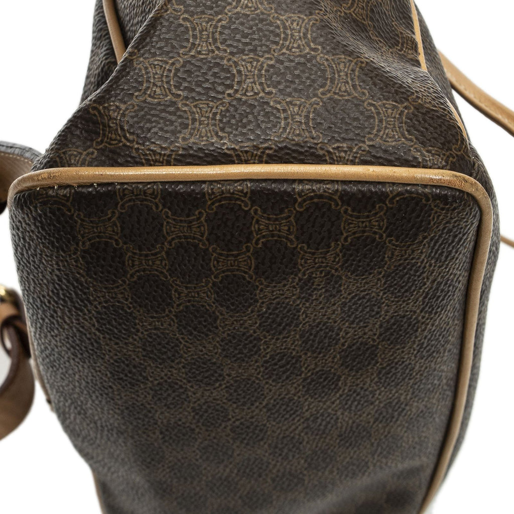 Celine Drawstring Flap Backpack Beige Brown Macadam Canvas — view 7