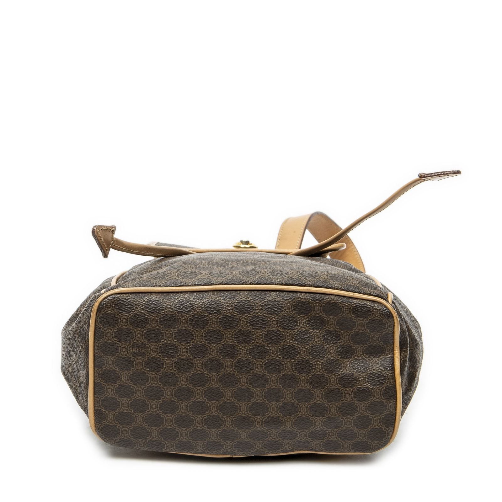 Celine Drawstring Flap Backpack Beige Brown Macadam Canvas — view 6
